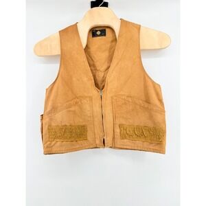 Vintage Ideal Hunting‎ Vest L Brown Duck Canvas Talon Zip Distressed Patina 50s
